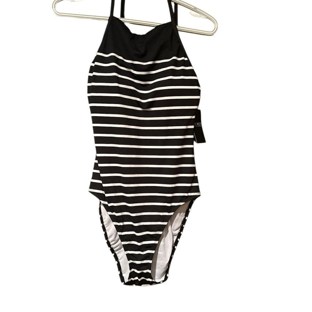 Lauren Ralph Lauren Halter Top Striped Swimsuit Size 6 NWT